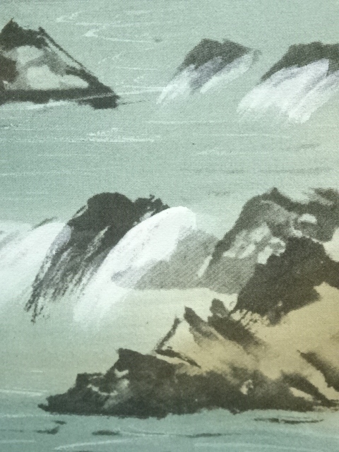 道具 ] - 道具 玉雲筆 彩色山水 肉筆絹本掛軸（保護箱） | ネット